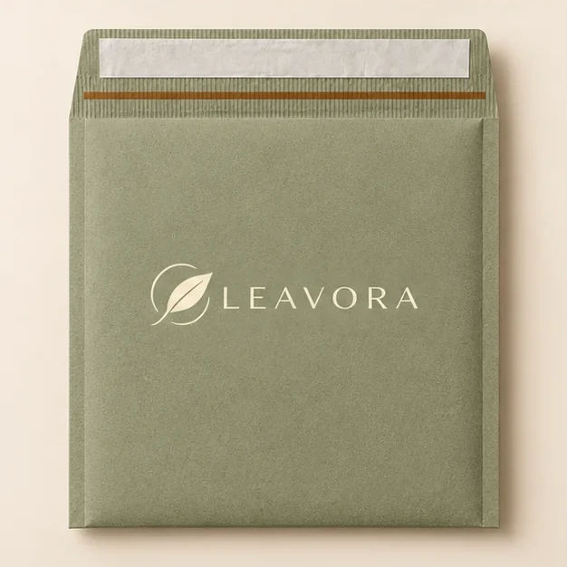 Paper mailer concept with a restrained custom pattern.