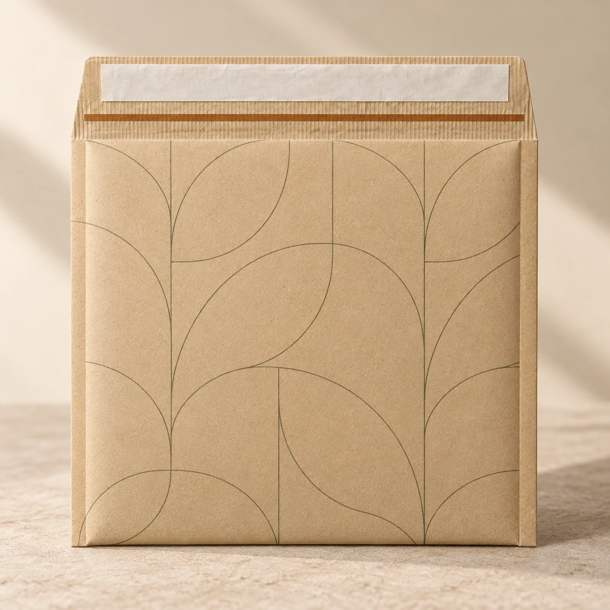 Close-up concept of a low-ink custom pattern on a paper mailer.