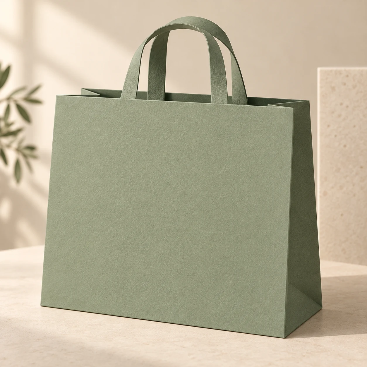 Close-up concept showing a fine uncoated paper texture on a shopping bag.