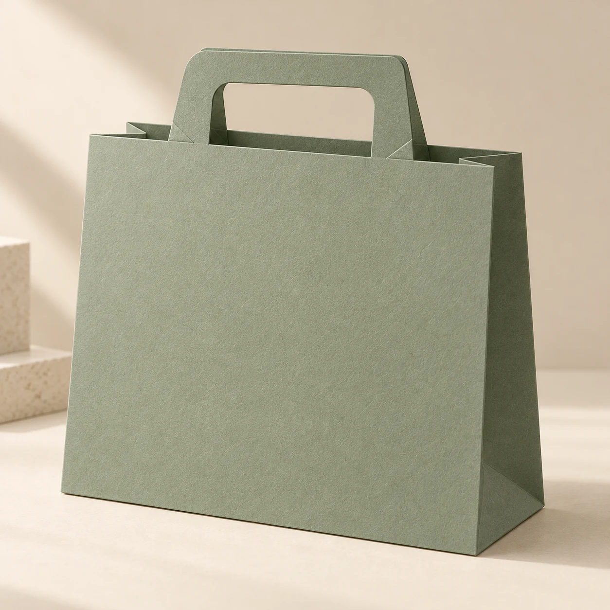 Close-up concept of a manufacturable die-cut paper handle.